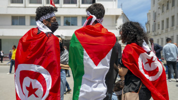 Demonstration in Tunisia in support of Palestinians