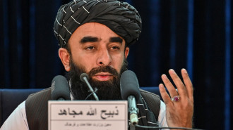 Taliban spokesman Zabiullah Mujahid addresses a press conference at government media and information center in Kabul city, on October 30, 2021