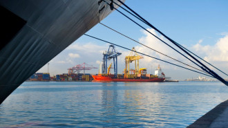 Gantry cranes and freighter in the port of Alexandria, Egypt. (Photo by: Planet One Images/UCG/Universal Images Group via Getty Images)