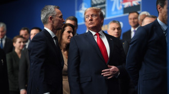 US President Donald Trump As Heads Of State And Government Gather For Family Photo At The Nato Summit, Watford, London, U.K. 04-December-2019 (Photo by Jeremy Selwyn/Evening Standard via Getty Images)