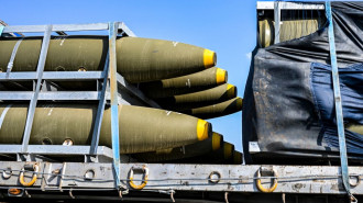 A shipment of 155mm artillery shells used by the Israeli army is transported on a truck along a highway between the Jerusalem and Beersheba in southern Israel on October 14, 2023. (Photo by Yuri CORTEZ / AFP) (Photo by YURI CORTEZ/AFP via Getty Images)