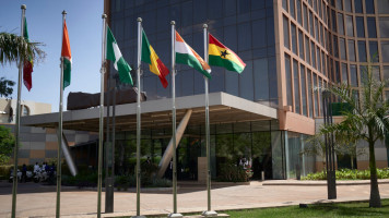 The flags of six West African countries