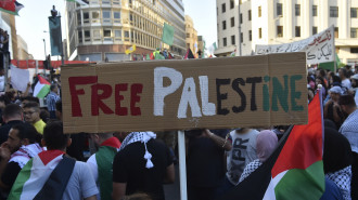 Lebanese protesters take part in a demonstration in support of Palestinians on 18 May 2021 in Beirut, Lebanon. [Getty]