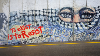 Political and social mural paintings on the Israeli West Bank barrier in Bethlehem on 10 April 2014. [Getty]