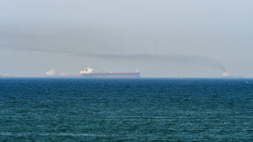 This picture taken on June 15, 2019 shows tanker ships in the waters of the Gulf of Oman off the coast of the eastern UAE emirate of Fujairah. (Photo by GIUSEPPE CACACE / AFP) (Photo credit should read GIUSEPPE CACACE/AFP via Getty Images)