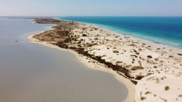 This picture taken on June 10, 2021 shows an aerial view of Libya's Farwa Island [Getty Images]