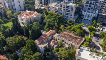 An aerial view of Sursock Palace and Museum (L) and the Greek Orthodox Patriarchate of Antioch building (R), heavily damaged in Tuesday's explosion, on August 7, 2020 in Beirut, Lebanon [Getty Images]