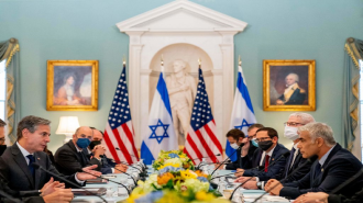 Blinken (L) meets Lapid in Washington