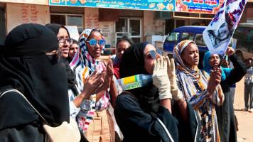 Sudanese protesters take to the streets on October 21, 2020 in Khartoum and neighbouring cities against a worsening economic crisis, and to demand justice for people killed during past demonstrations that toppled president Omar al-Bashir [Getty Images]