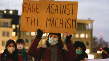 general picture of a woman rally in Cologne to mark the international day for the Elimination of violences against women, in Cologne, Germany [Getty Images]