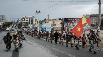 TPLF fighters march in Ethiopia