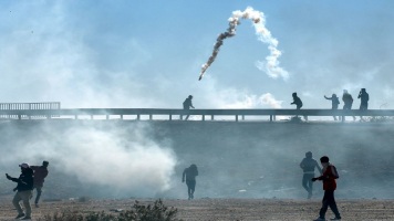 Clashes between protesters and security forces in Agareb, Tunisia