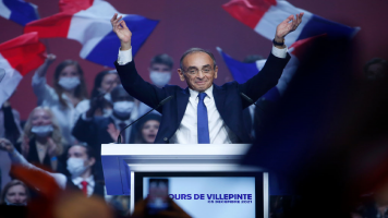 French presidential candidate Eric Zemmour at rally in Villepinte 