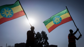 Ethiopians wave flag