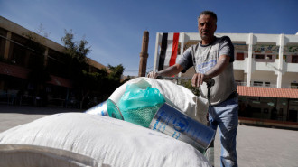 A man receiving food from the World Food Programme in Yemen