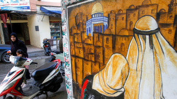 A mural showing Al-Aqsa mosque