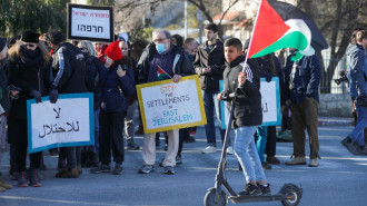 Protesters in Sheikh Jarrah, occupied East Jerusalem