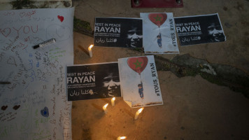 A memorial service is held for 5 -year-old Rayan, died after being trapped in a well for four days, in Riad district of capital Rabat in Morocco on February 6, 2022.