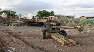 A damaged piece of field artillery in Chifra, Ethiopia