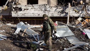 The Russian attacks destroyed apartment buildings in Kyiv [Getty]