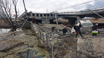 Destroyed bridge in Ukraine