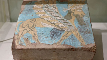 a Boukan glazed brick repatriated from Switzerland on display at Iran's National Museum in Tehran