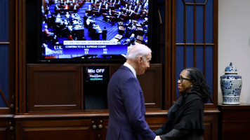 U.S. President Joe Biden congratulates Ketanji Brown Jackson