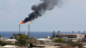 A general view shows the Zawiya oil installation Libya