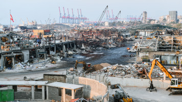 A view of the damage caused by the Beirut port explosion.