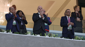 Gianni Infantino (centre) recently met with Syrian football officials [Getty]