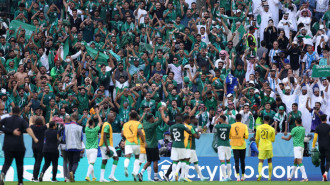 Saudi Arabian fans celebrate the 2-1 win during the FIFA World Cup Qatar 2022 Group C match between Argentina and Saudi Arabia at Lusail Stadium