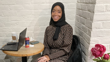 Madinah Wilson-Anton at a cafe in her home district in Newark, Delaware. [Brooke Anderson/The New Arab]