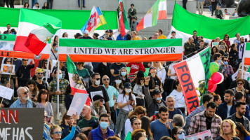 Hundreds of Iranians demonstrate in Trafalgar Square in London, Britain, October, 29, 2022