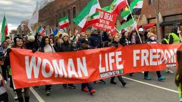 Iranians demonstrate over the weekend for women's rights. [Brooke Anderson/The New Arab]