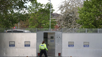 Police at the Palestine Action protest in Leicestershire