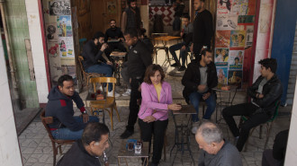 Filmmaker Nadia Fares in a sequence from the film - a male coffee place.jpg