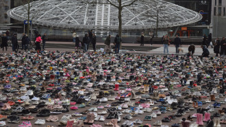 Rotterdam mourns Gaza's children: Baby shoes, never worn