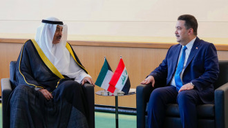 Iraqi Prime Minister Mohammed Shia Al-Sudani and Kuwaiti Crown Prince Sheikh Sabah Khaled Al-Hamad Al-Sabah