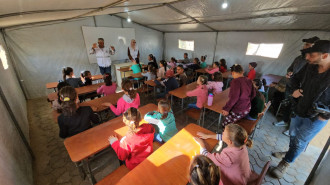 Class in session at the newly established Mazoon school in southern Gaza