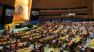 A general view of hall during the first day of UN General Assembly's emergency special session on Palestine at United Nations Headquarters in New York, United States on September 17, 2024. 