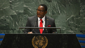 	President of Malawi Lazarus Chakwera speaks during "Summit of the Future" on the sidelines of the UN General Assembly at the United Nations Headquarters in New York, September 22, 2024. (Photo by ANGELA WEISS / AFP) 