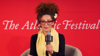 Masih Alinejad speaks on stage during the "Foreshadowing From Abroad" panel for The Atlantic Festival 2024