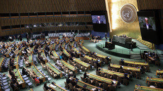  Iranian President Masoud Pezeshkian speaks at the Summit of the Future on the sidelines of the 79th UN General Assembly at United Nations Headquarters in New York, United States on September 24, 2024. (Photo by Iranian Presidency / Handout/Anadolu via Getty Images)