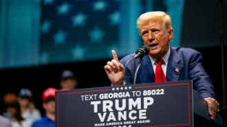  Republican presidential nominee, former U.S. President Donald Trump speaks at a campaign rally at the Johnny Mercer Theatre on September 24, 2024 in Savannah, Georgia. 