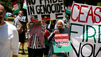 Demonstrators march through Cairns during a rally in solidarity with Palestine. Demonstrators gathered at the Cairns Esplanade to protest as part of a National Day of Action in support of Palestine, calling for a total ceasefire and for the Australian Government to sanction Israel. 