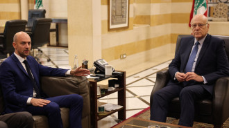 Lebanon's caretaker Prime Minister Najib Mikati meets with the French Minister of Foreign Affairs Jean-Noel Barrot in Beirut