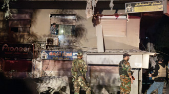 A view of the destruction after Israeli army launched an airstrike on a building near the Iranian Embassy in the Mezzah area west of the Syrian capital Damascus on October 08, 2024. 