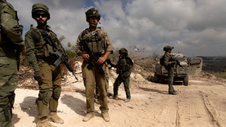 Israeli soldiers guard during an a IDF embedded media tour to Southern Lebanon on October 13, 2024 near Naqoura, Lebanon. (Photo by Amir Levy/Getty Images)