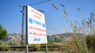 A sign marks the northern operational boundary of United Nations Peacekeepers of the UNIFIL force, which has seen multiple injured soldiers due to cross-border Israeli military action against its posts along the Blue Line that separates Lebanon and Israel, on October 15, 2024 north of Tyre, Lebanon.