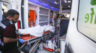 Wounded people, including children and women, are brought to Al-Aqsa Martyrs Hospital for treatment after the Israeli army attacked a school sheltering displaced Palestinians at Nuseirat refugee camp in Deir al-Balah, Gaza on October 24, 2024. 